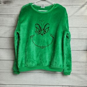The Grinch Dr Seuss Christmas Green Fuzzy Sweater‎ Large 11-13